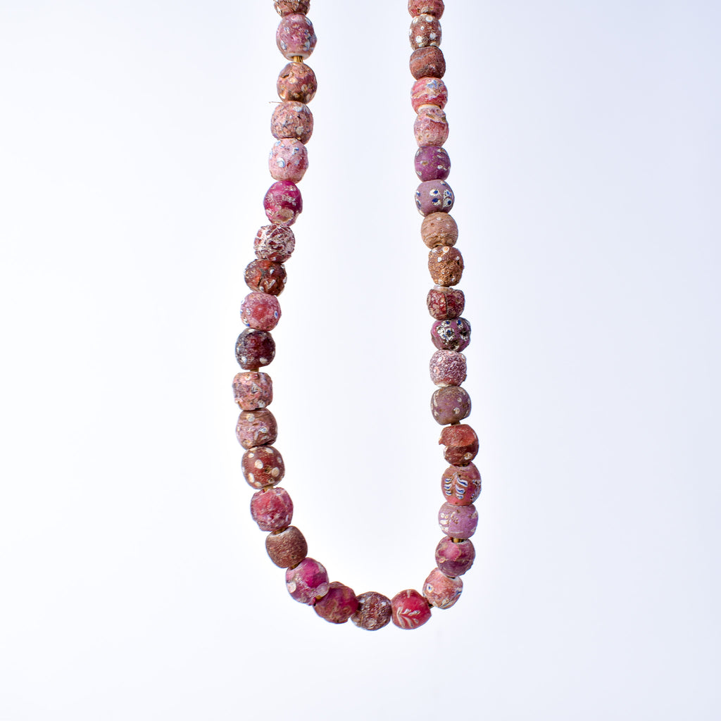 Mixed Whiteheart Skunk Floral Raised Dot Venetian Red Trade Beads
