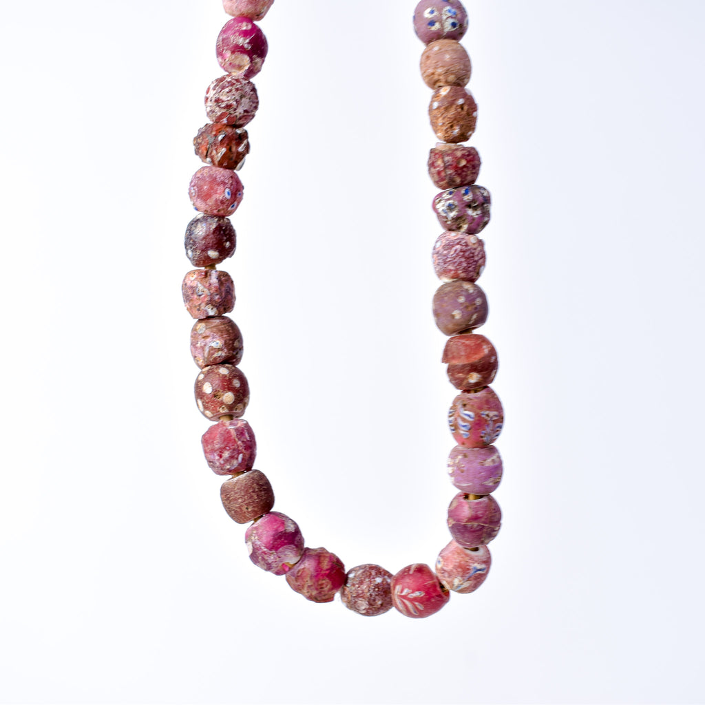 Mixed Whiteheart Skunk Floral Raised Dot Venetian Red Trade Beads
