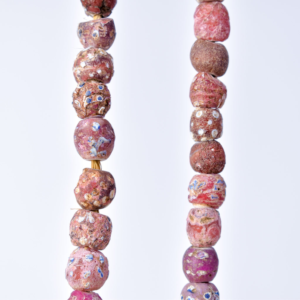Mixed Whiteheart Skunk Floral Raised Dot Venetian Red Trade Beads