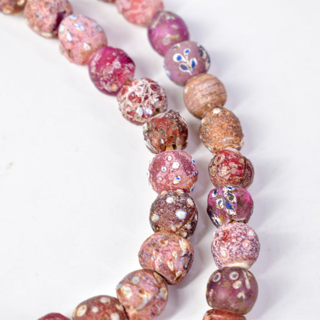 Mixed Whiteheart Skunk Floral Raised Dot Venetian Red Trade Beads