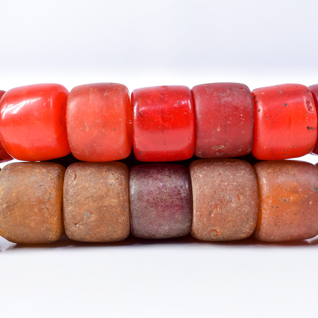 Old Bohemian Glass Red Orange Trade Beads