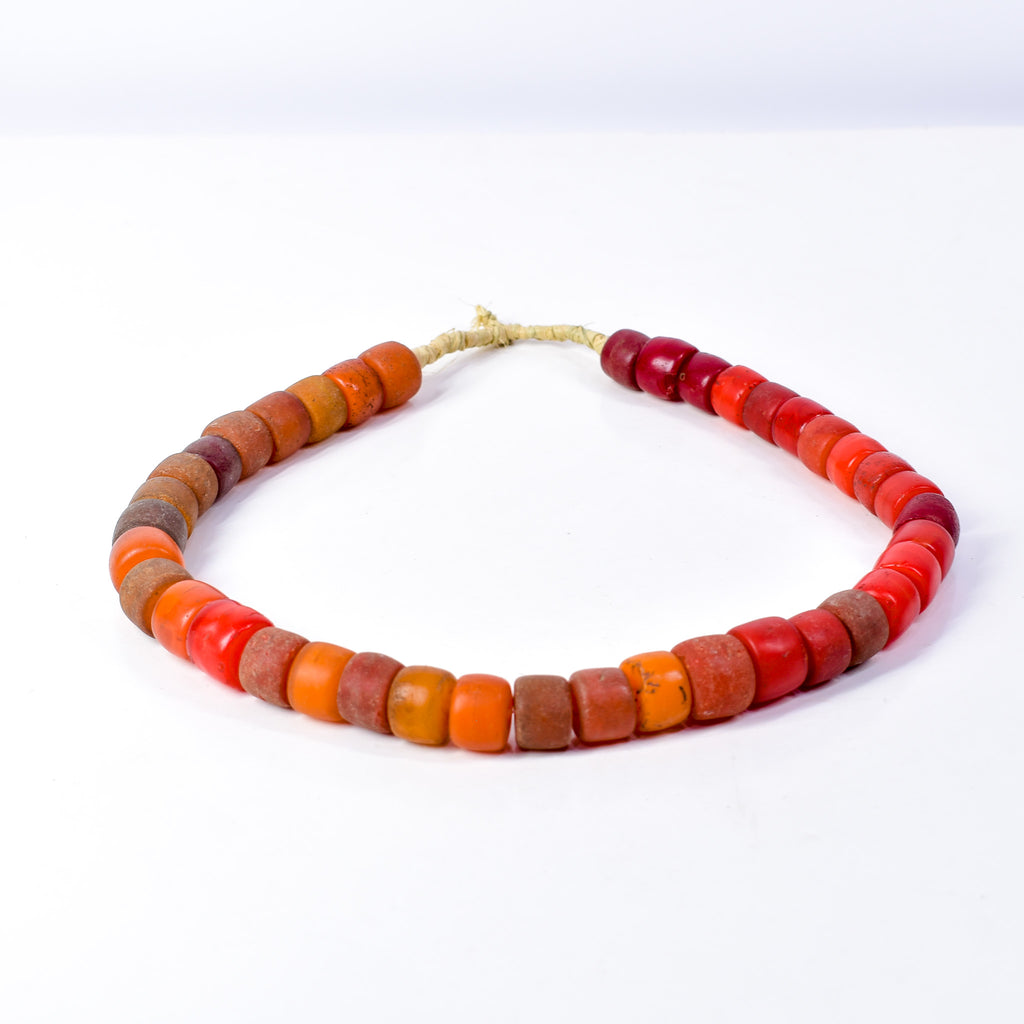 Old Bohemian Glass Red Orange Trade Beads