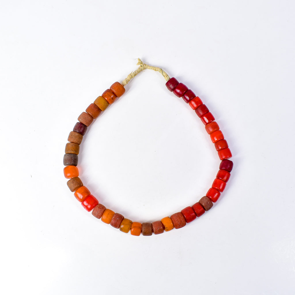 Old Bohemian Glass Red Orange Trade Beads
