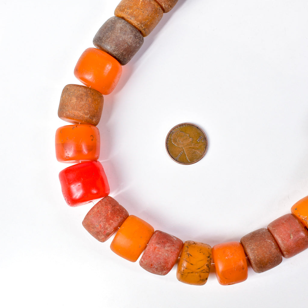 Old Bohemian Glass Red Orange Trade Beads