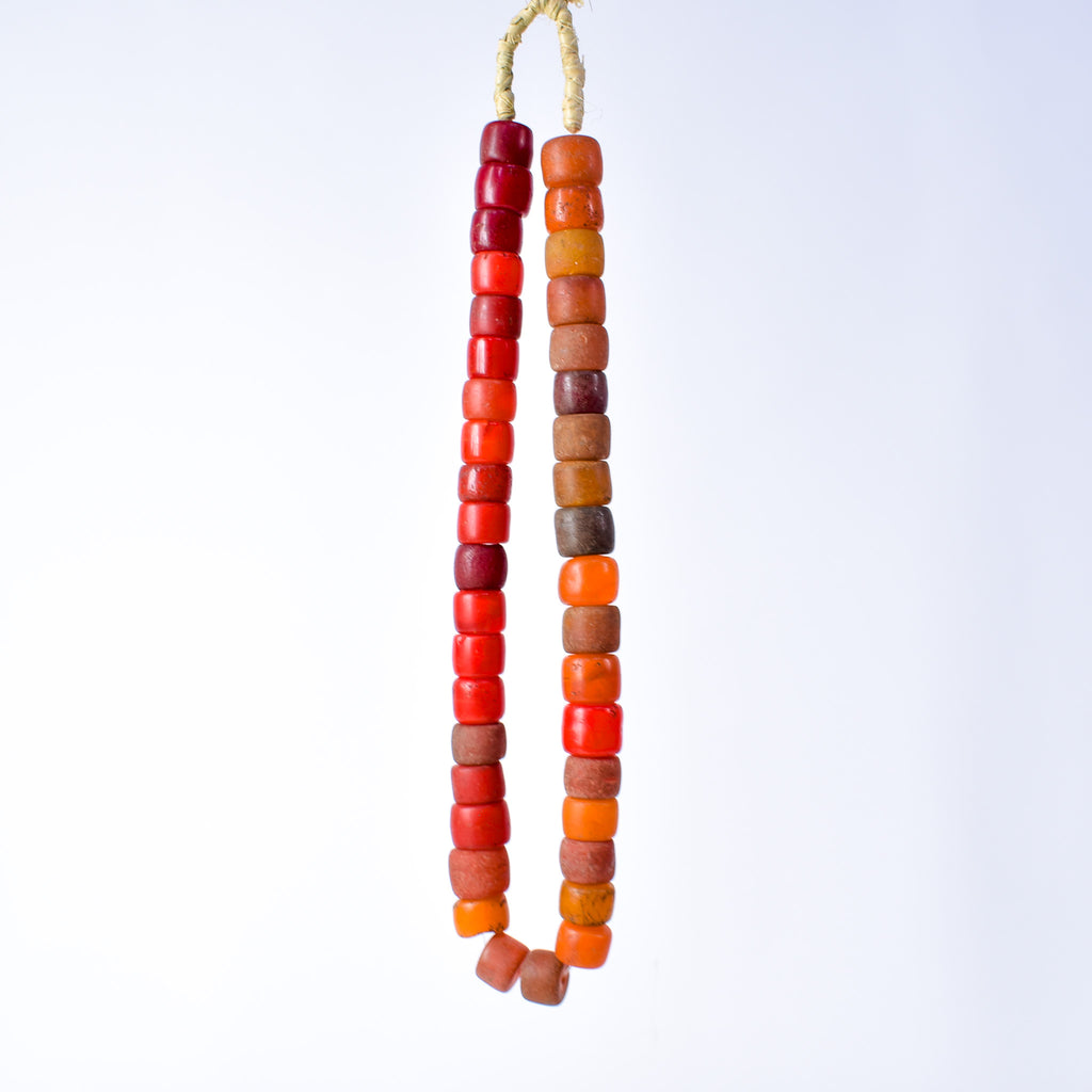 Old Bohemian Glass Red Orange Trade Beads