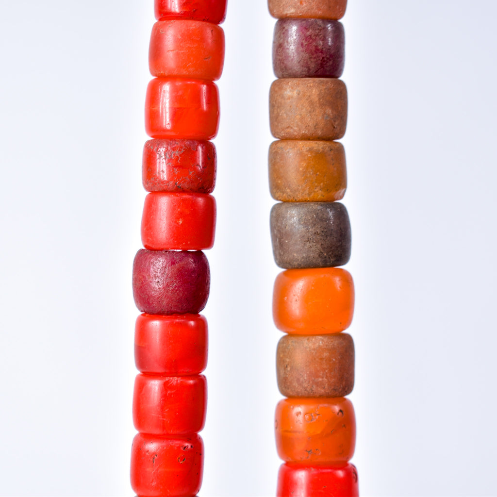Old Bohemian Glass Red Orange Trade Beads