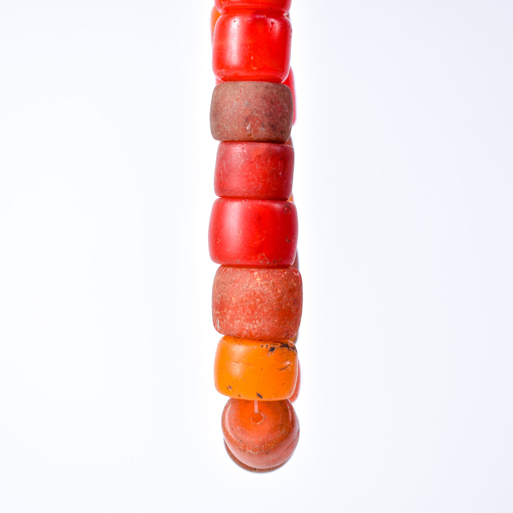 Old Bohemian Glass Red Orange Trade Beads
