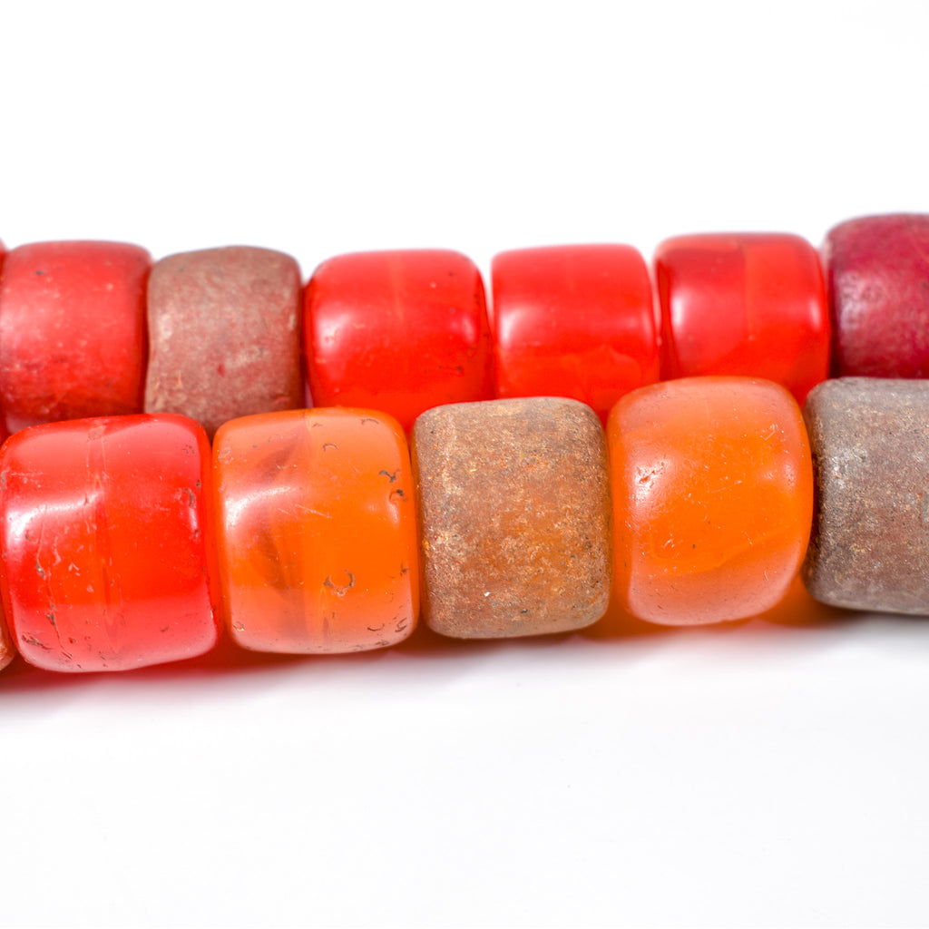 Old Bohemian Glass Red Orange Trade Beads