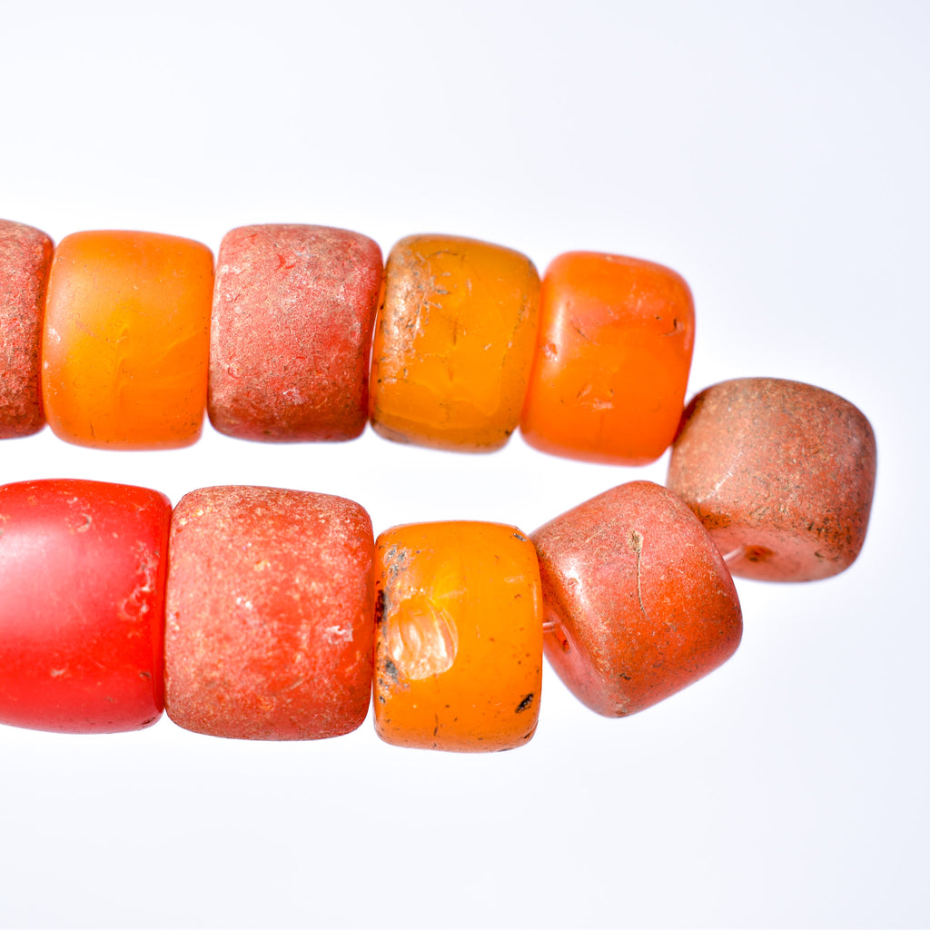 Old Bohemian Glass Red Orange Trade Beads