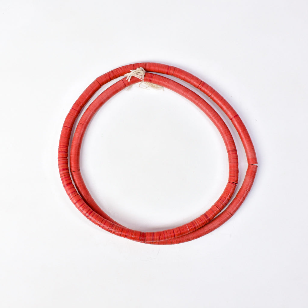 7 Strands Vulcanite "Vinyl" Heishi Red Trade Beads 31 Inch