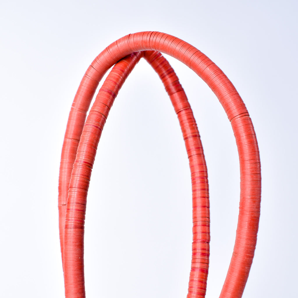 7 Strands Vulcanite "Vinyl" Heishi Red Trade Beads 31 Inch