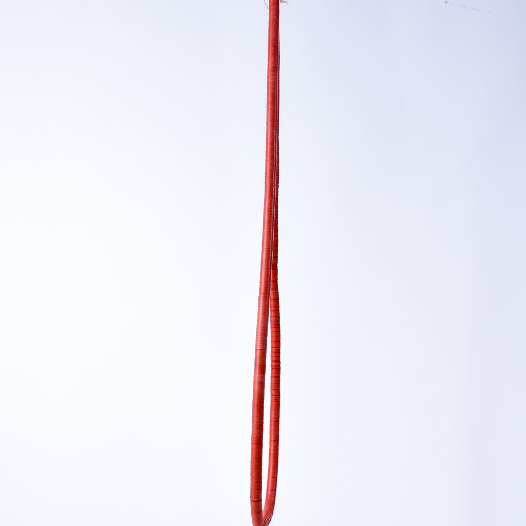 7 Strands Vulcanite "Vinyl" Heishi Red Trade Beads 31 Inch