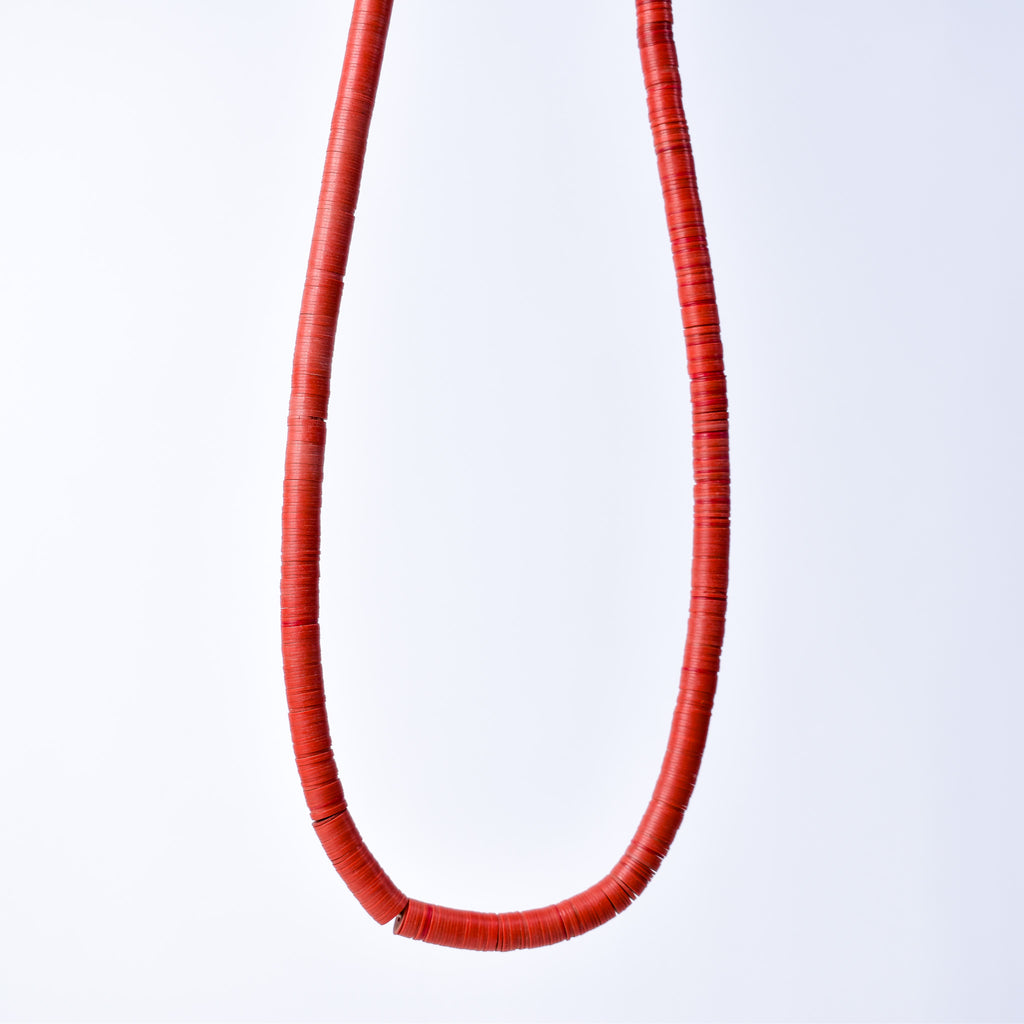 7 Strands Vulcanite "Vinyl" Heishi Red Trade Beads 31 Inch