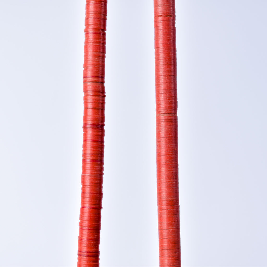 7 Strands Vulcanite "Vinyl" Heishi Red Trade Beads 31 Inch