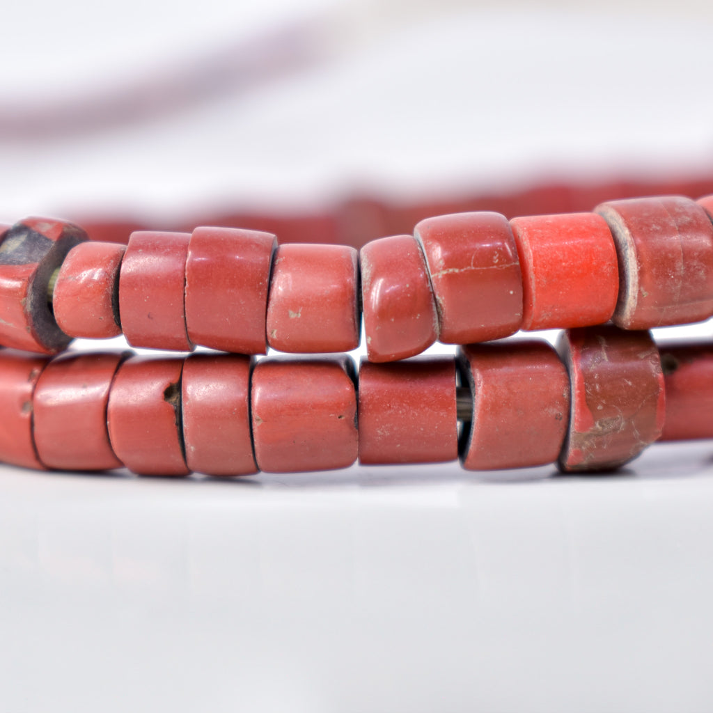 Red Green Heart Venetian Trade Beads
