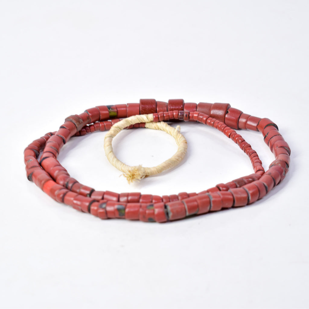Red Green Heart Venetian Trade Beads