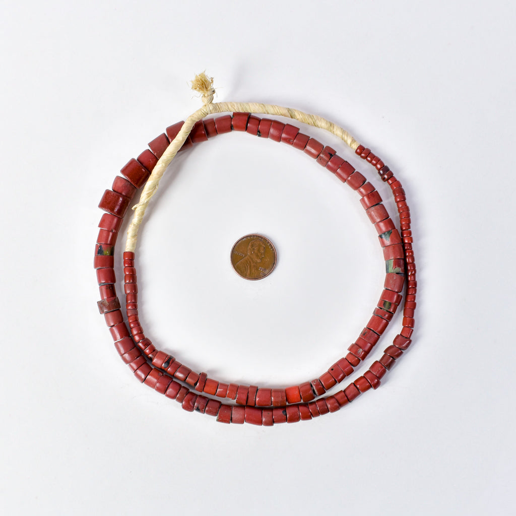 Red Green Heart Venetian Trade Beads