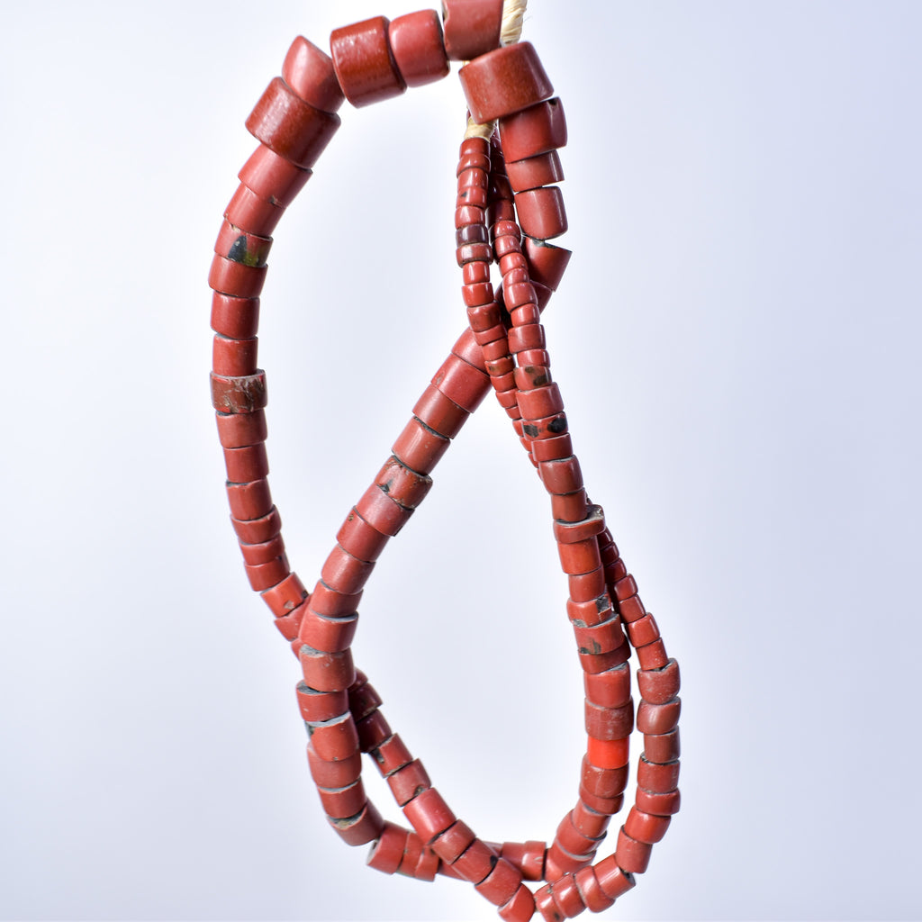 Red Green Heart Venetian Trade Beads