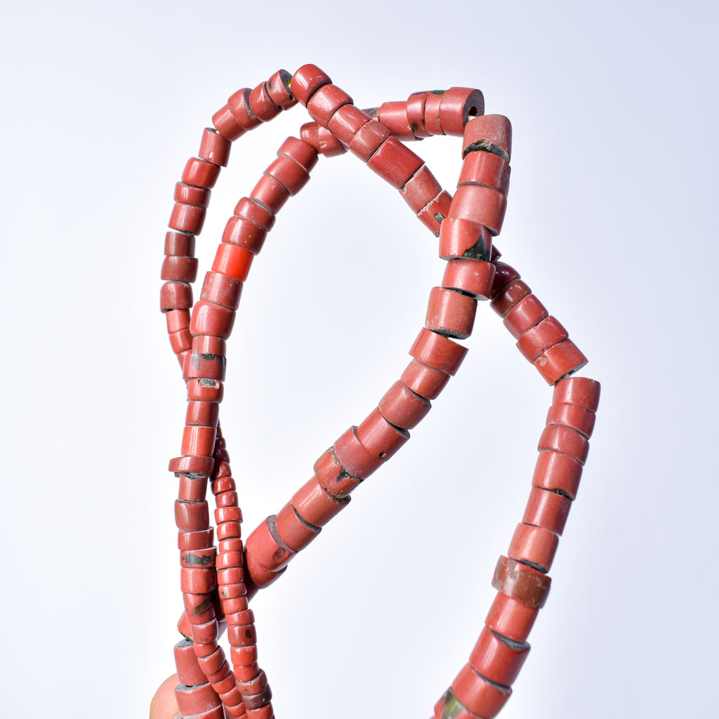 Red Green Heart Venetian Trade Beads