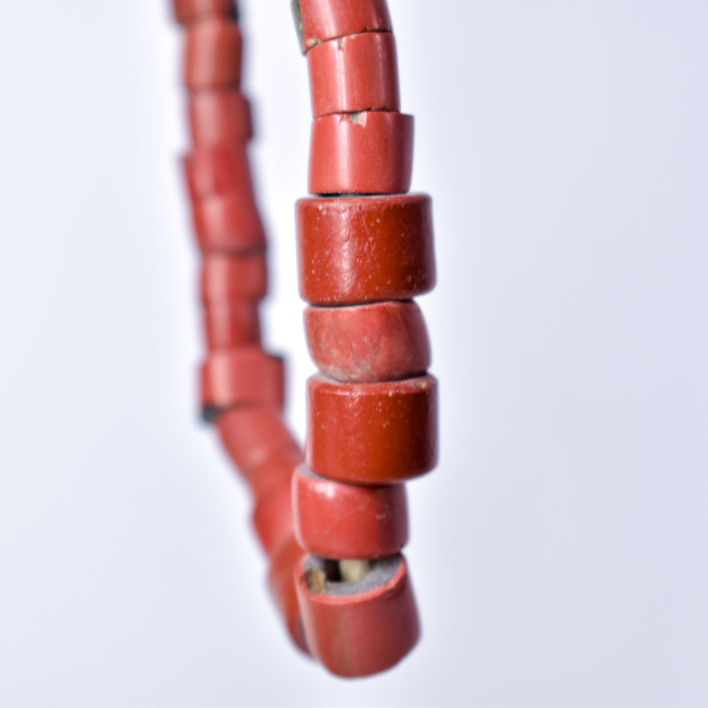 Red Green Heart Venetian Trade Beads
