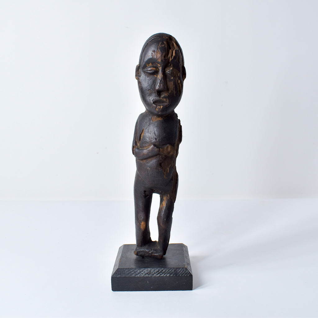Lobi Standing Male Wood Figure on Custom Base Ghana