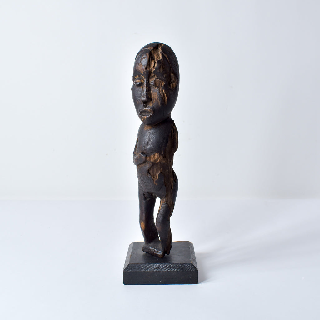 Lobi Standing Male Wood Figure on Custom Base Ghana