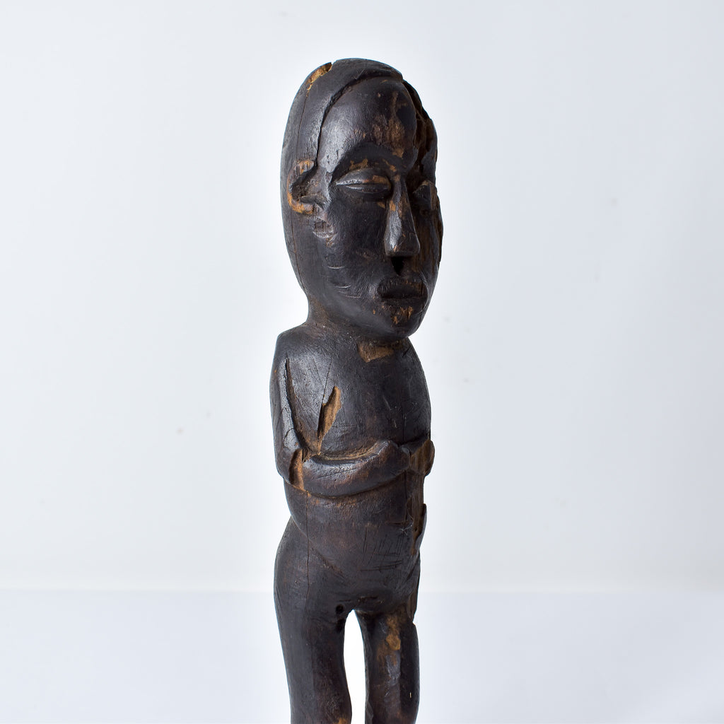 Lobi Standing Male Wood Figure on Custom Base Ghana