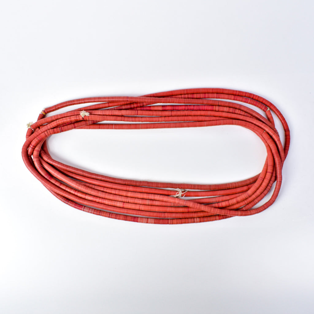 7 Strands Vulcanite "Vinyl" Heishi Red Trade Beads 31 Inch