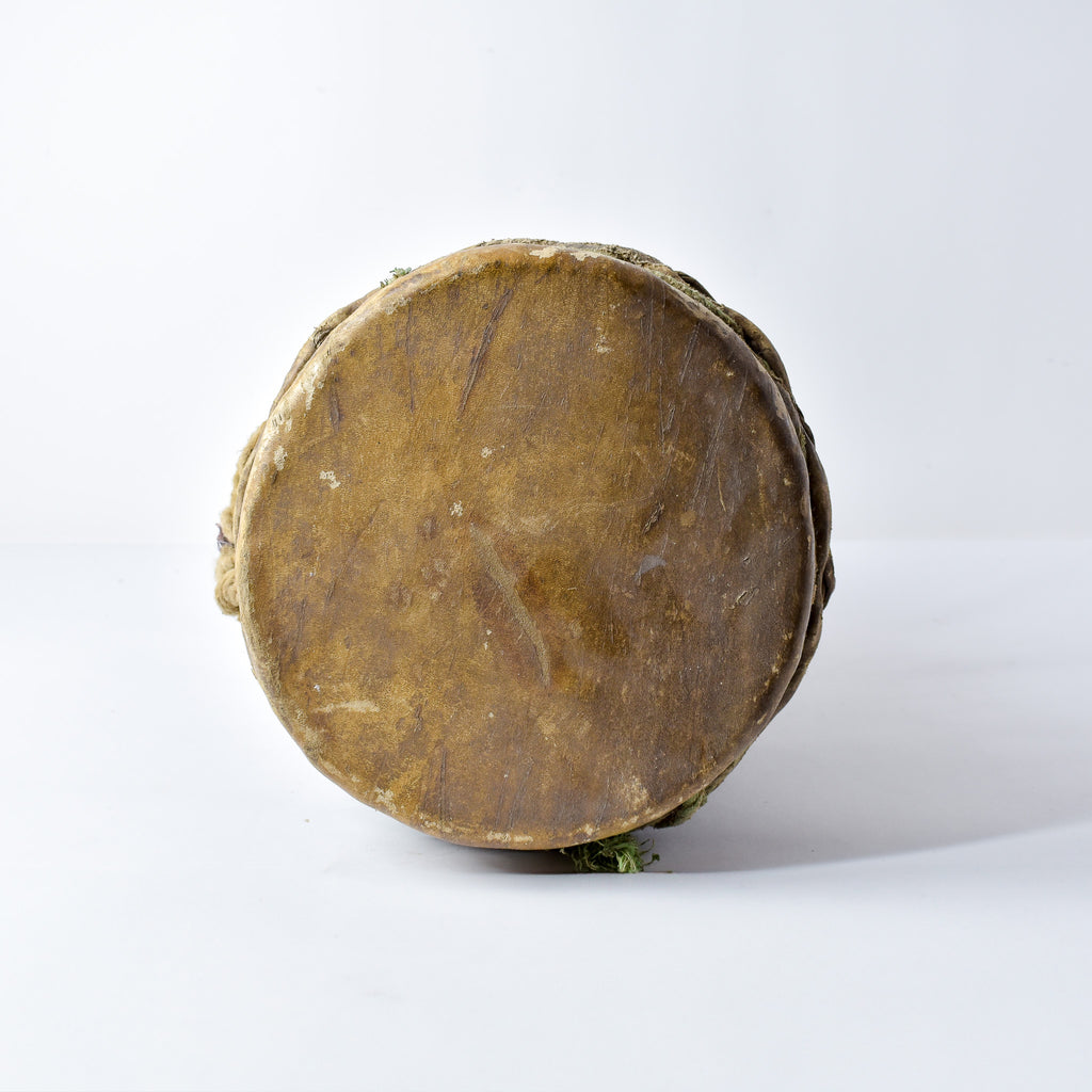 Fulani Wood Drum Tall with Animal Hide Guinea