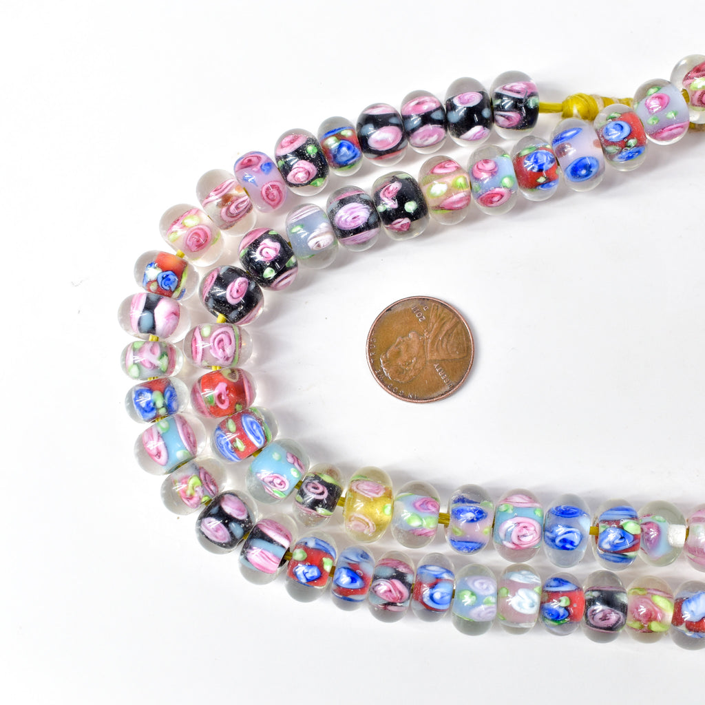 Bohemian Clear Multicolor Middle Trade Beads Czech 36 Inch