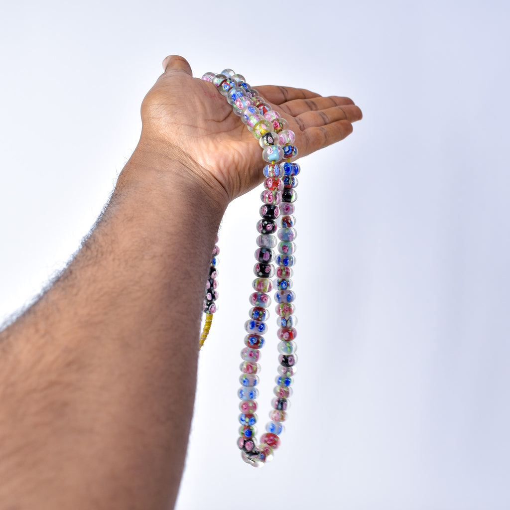 Bohemian Clear Multicolor Middle Trade Beads Czech 36 Inch