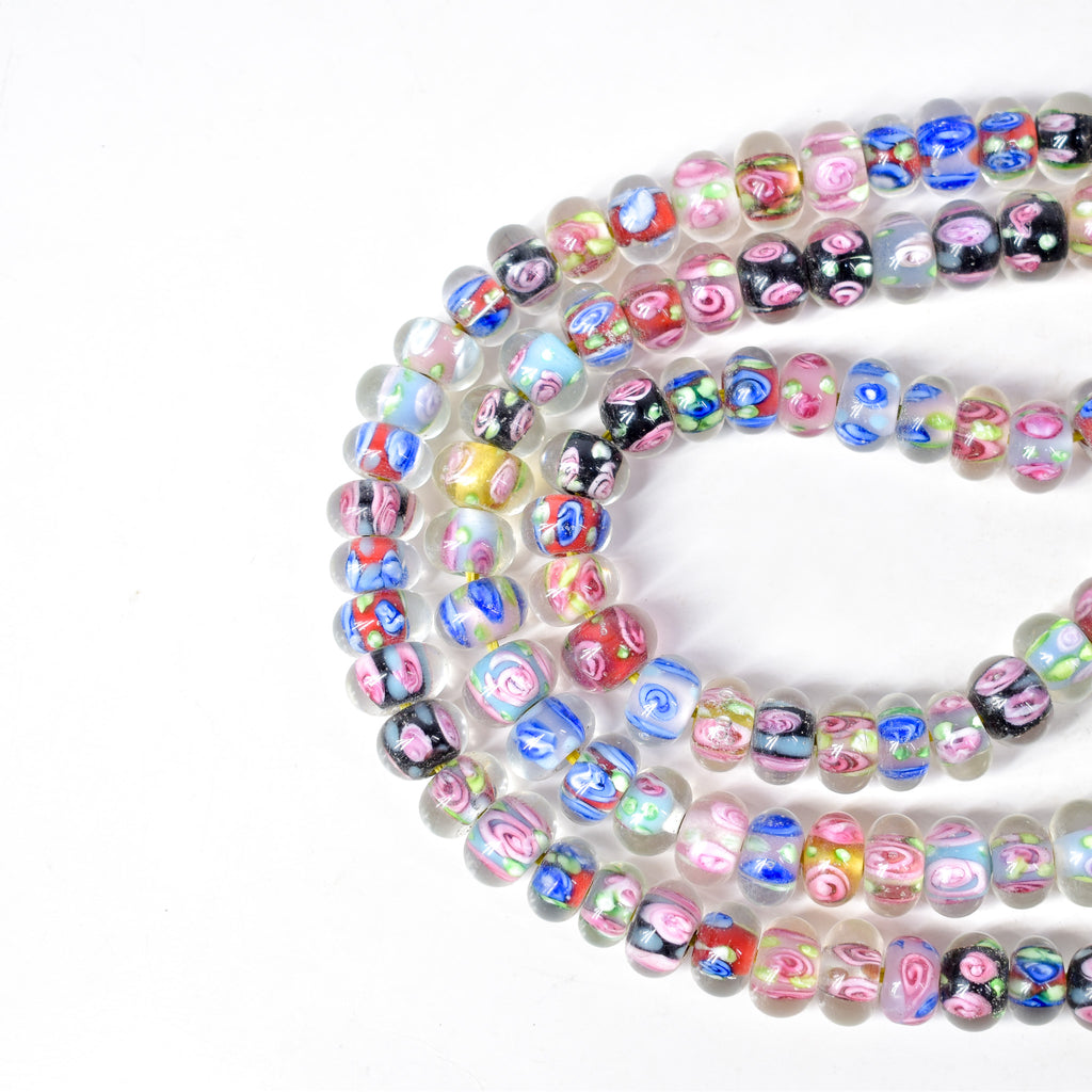 Bohemian Clear Multicolor Middle Trade Beads Czech 36 Inch