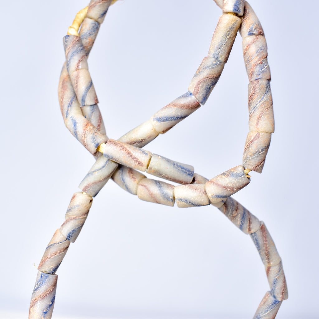 Krobo "Recycled" Powder Glass Trade Beads Gambia 31 Inch