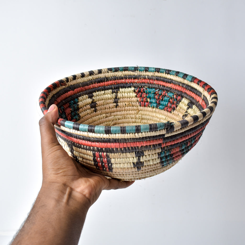 Hausa Grass Basket Bowl Nigeria 10 Inch