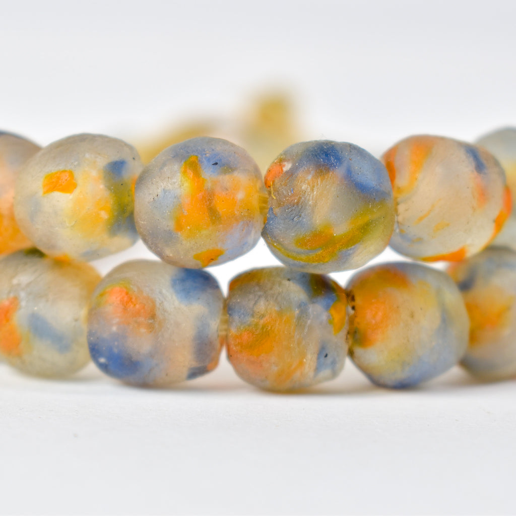 Krobo Recycled Powder Glass Translucent Patterned Trade Beads