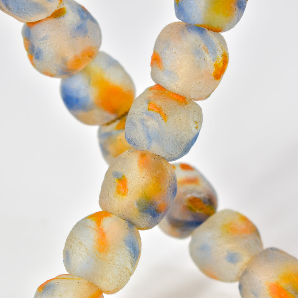 Krobo Recycled Powder Glass Translucent Patterned Trade Beads
