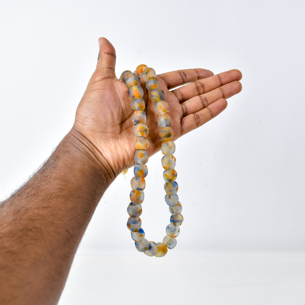 Krobo Recycled Powder Glass Translucent Patterned Trade Beads