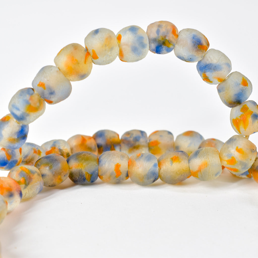 Krobo Recycled Powder Glass Translucent Patterned Trade Beads