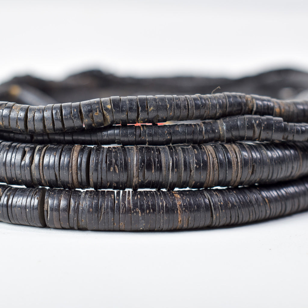 3 Strands Coconut Shell Heishi Beads 30 Inch