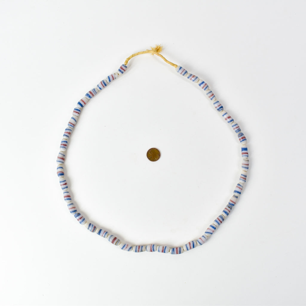 Krobo "Recycled" Powder Glass Striped Beads 31 Inch