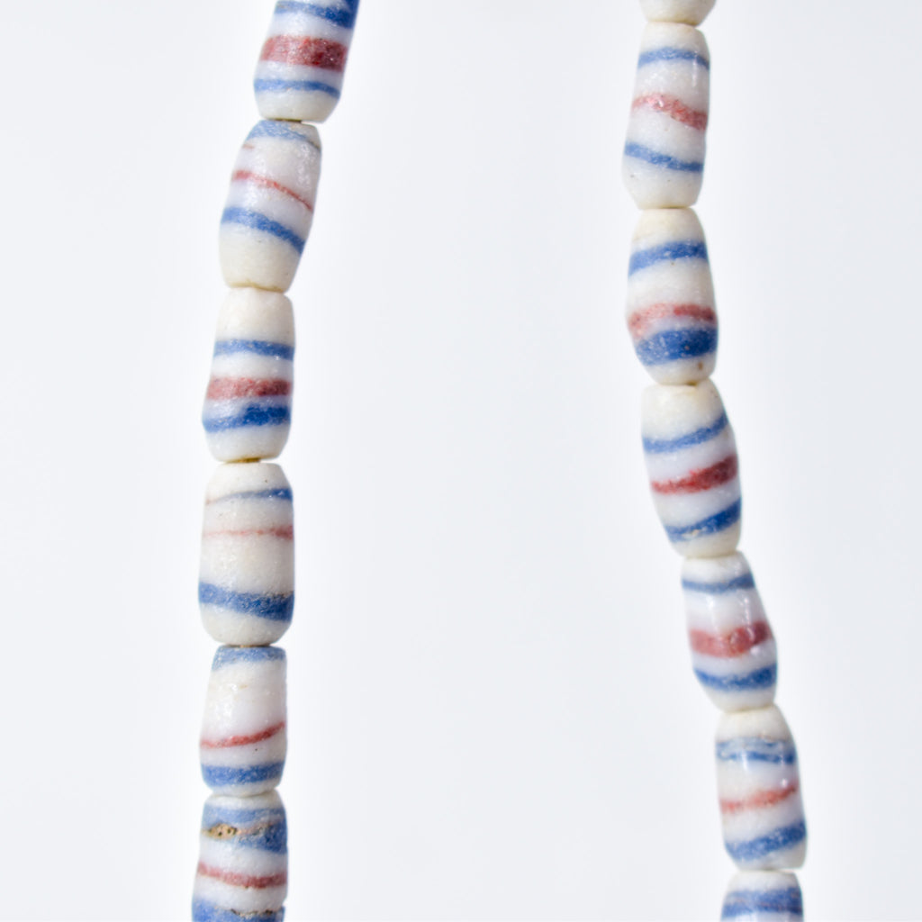 Krobo "Recycled" Powder Glass Striped Beads 31 Inch