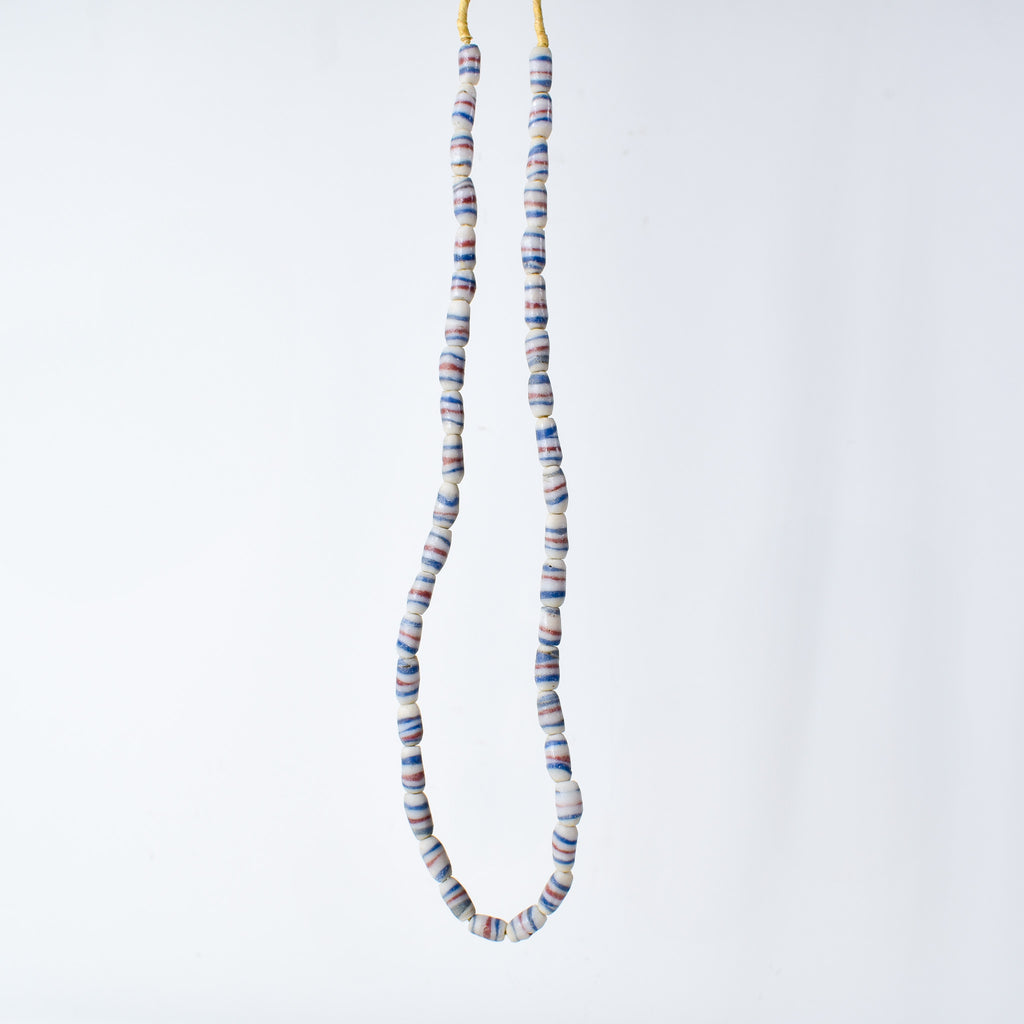 Krobo "Recycled" Powder Glass Striped Beads 31 Inch