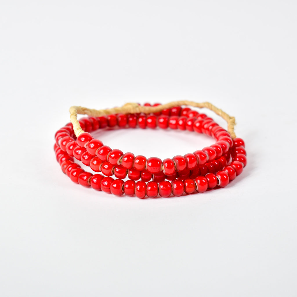 Red White Hearts 7mm Venetian Trade Beads