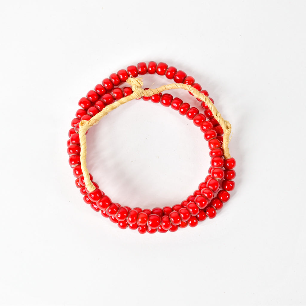 Red White Hearts 7mm Venetian Trade Beads