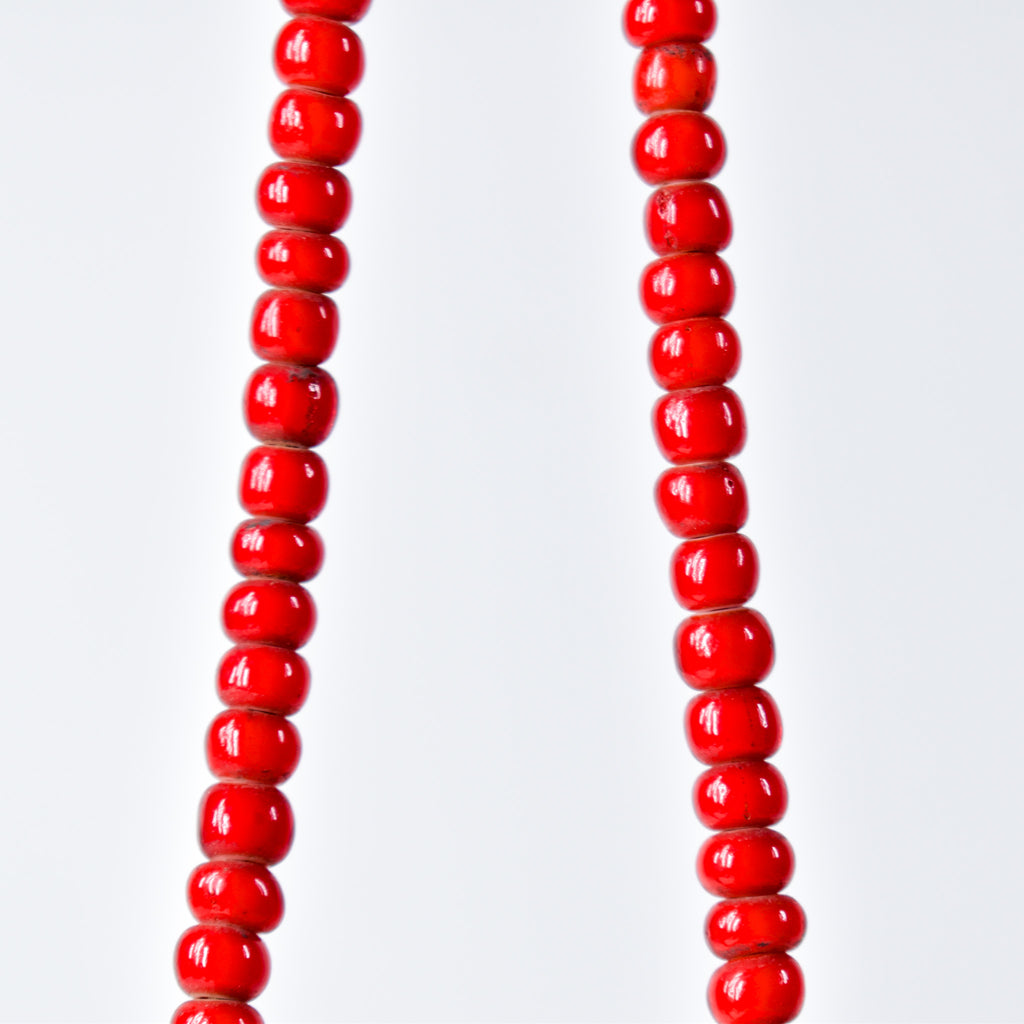 Red White Hearts 7mm Venetian Trade Beads