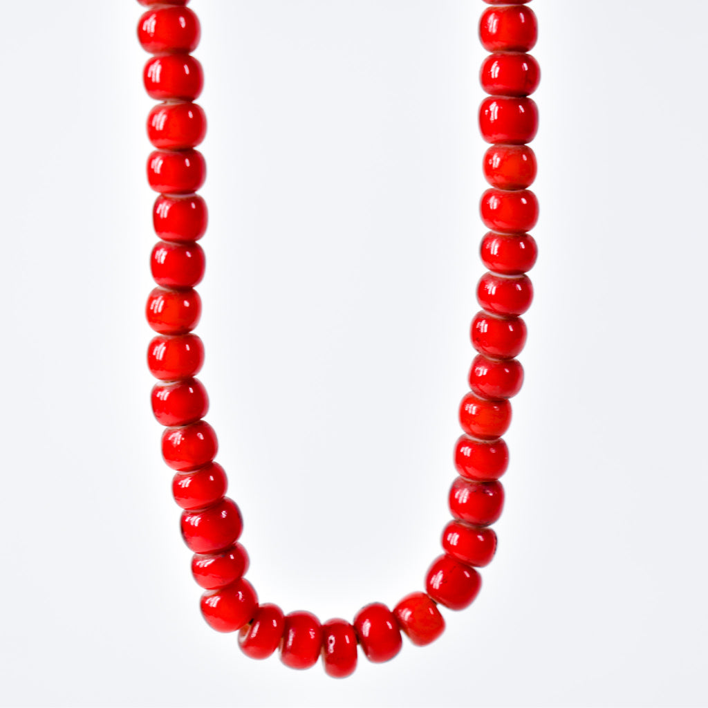 Red White Hearts 7mm Venetian Trade Beads