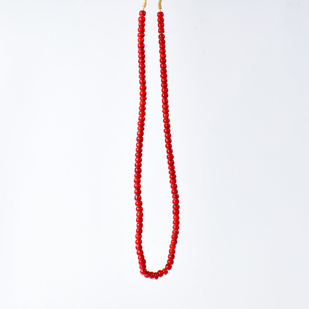 Red White Hearts 7mm Venetian Trade Beads