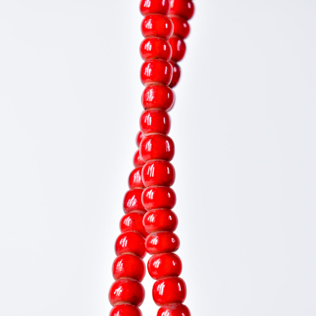 Red White Hearts 7mm Venetian Trade Beads