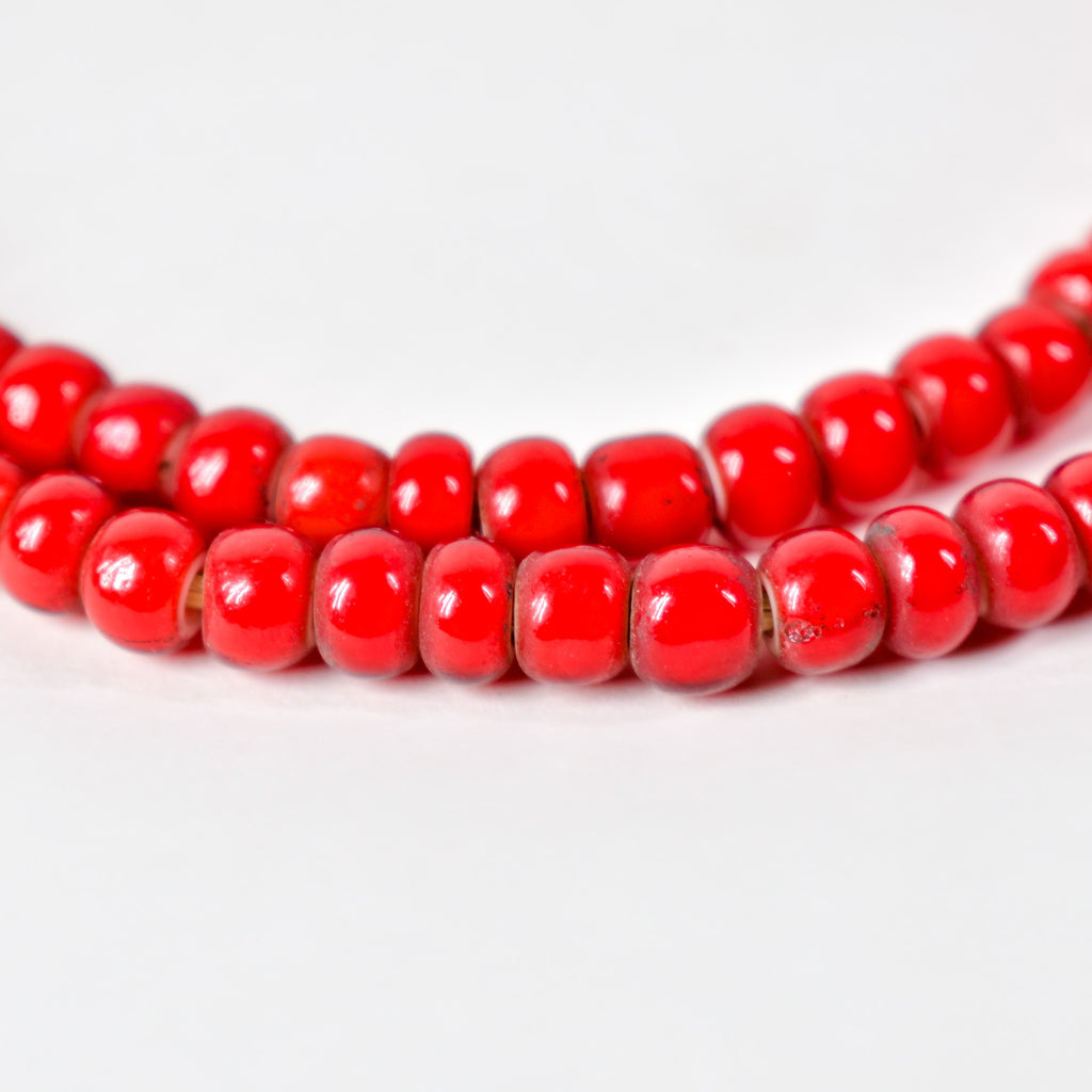 Red White Hearts 7mm Venetian Trade Beads