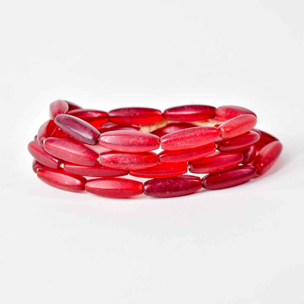 Bohemian Faceted Red Trade Beads Small 32-34 Inch